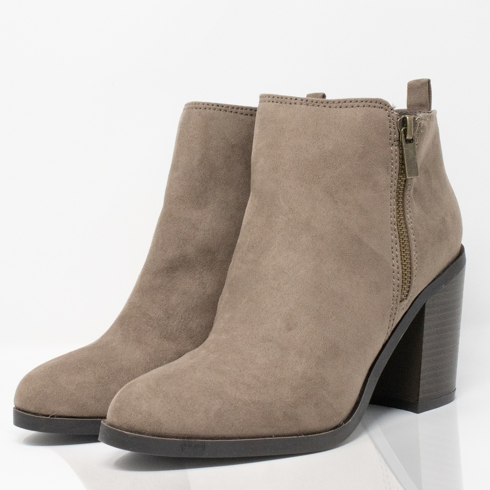 Call On Me - Taupe Almond Toe Booties - Picture 2 of 4